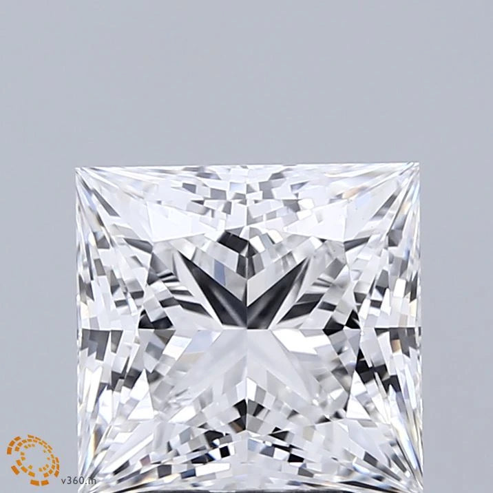 3.17 Carat Princess Lab Grown Diamond, Excellent Polish, D Color, VVS2 Clarity