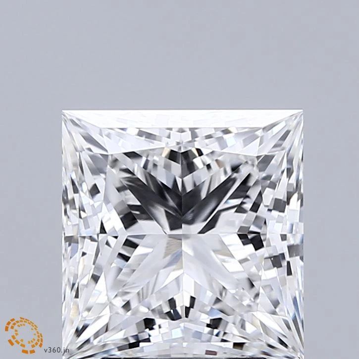 3.27 Carat Princess Lab Grown Diamond, Excellent Polish, E Color, VVS2 Clarity