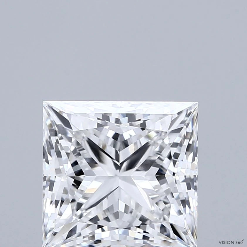 3.34 Carat Princess Lab Grown Diamond, Excellent Polish, E Color, VS1 Clarity