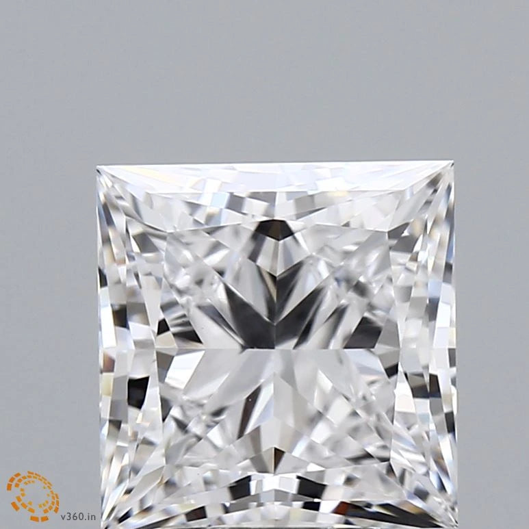 3.37 Carat Princess Lab Grown Diamond, Excellent Polish, E Color, VVS2 Clarity