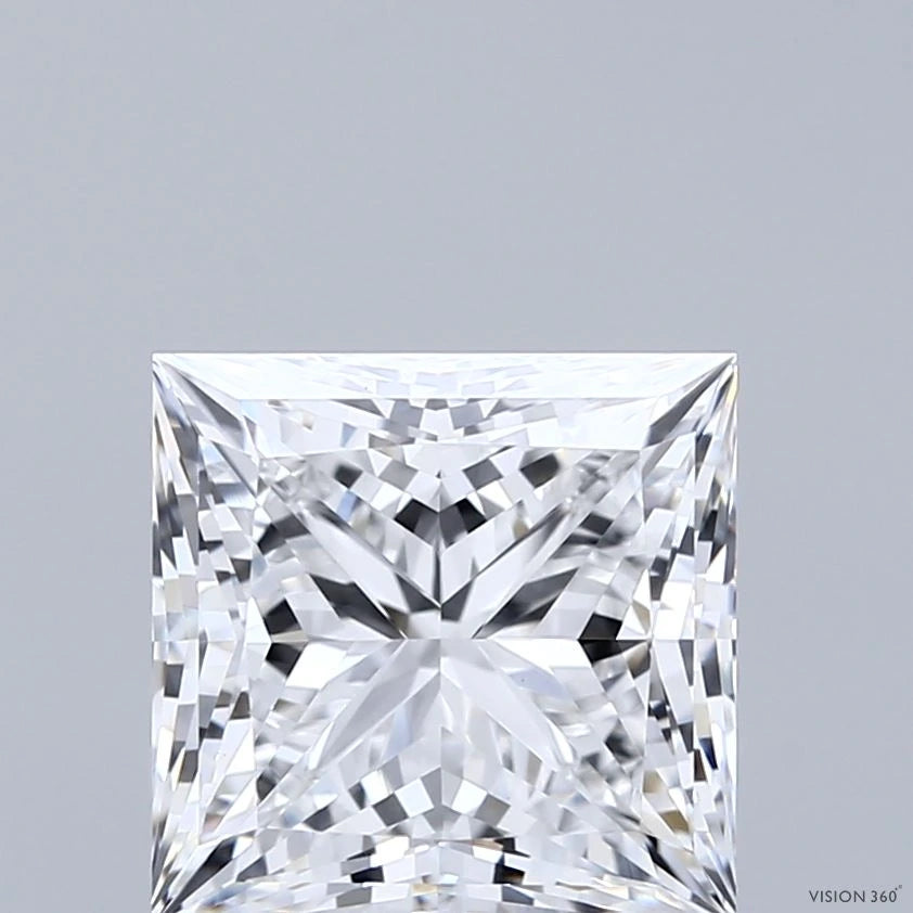 3.66 Carat Princess Lab Grown Diamond, Excellent Polish, E Color, VVS2 Clarity