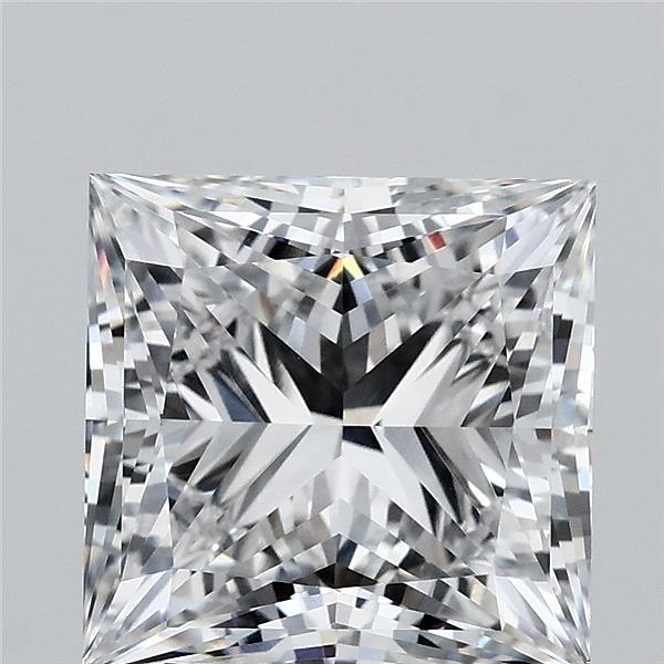 3.66 Carat Princess Lab Grown Diamond, Excellent Polish, E Color, VVS2 Clarity