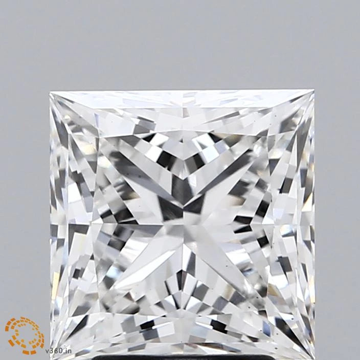 3.68 Carat Princess Lab Grown Diamond, Excellent Polish, F Color, VS2 Clarity