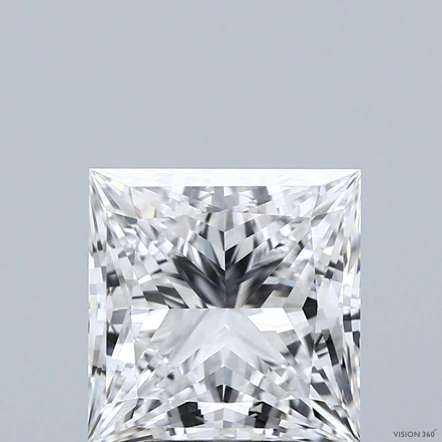3.69 Carat Princess Lab Grown Diamond, Excellent Polish, E Color, VVS2 Clarity