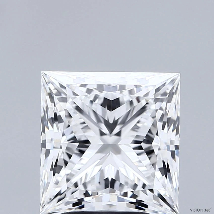 4.01 Carat Princess Lab Grown Diamond, Excellent Polish, D Color, VVS2 Clarity