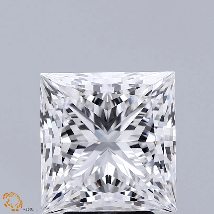 4.01 Carat Princess Lab Grown Diamond, Excellent Polish, E Color, VVS2 Clarity