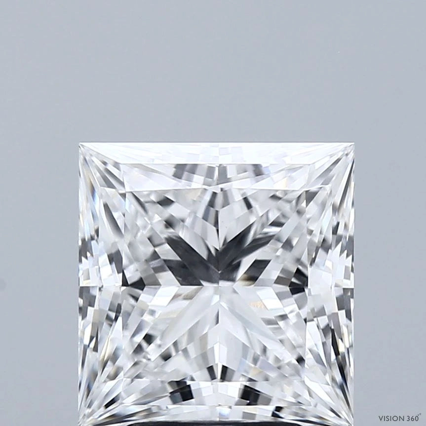 4.01 Carat Princess Lab Grown Diamond, Excellent Polish, E Color, VVS2 Clarity