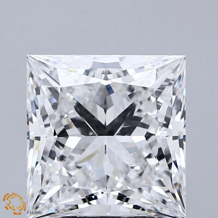 4.09 Carat Princess Lab Grown Diamond, Excellent Polish, D Color, VS1 Clarity