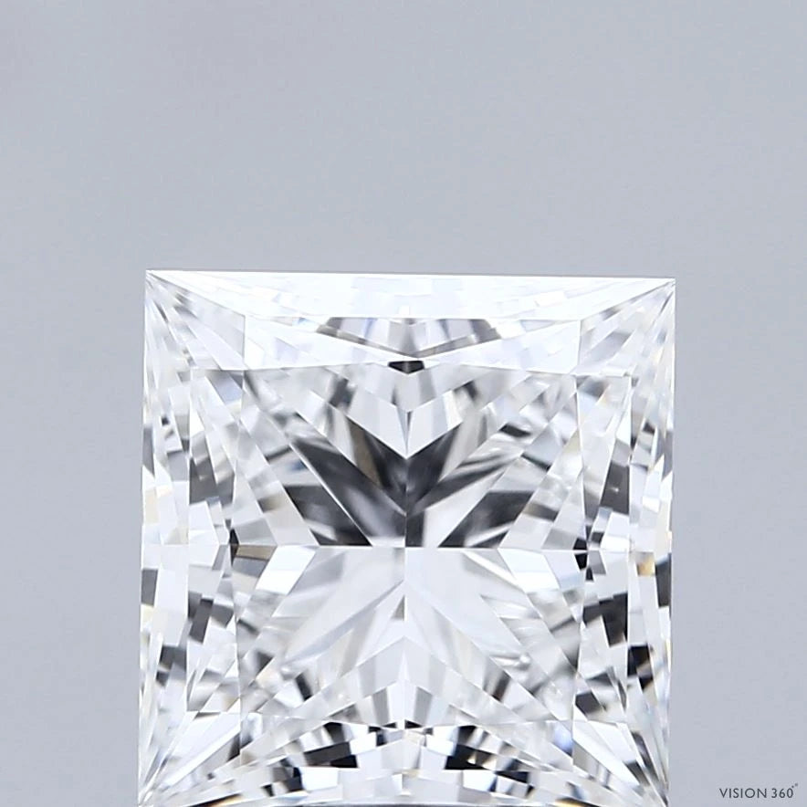 4.32 Carat Princess Lab Grown Diamond, Excellent Polish, E Color, VVS1 Clarity