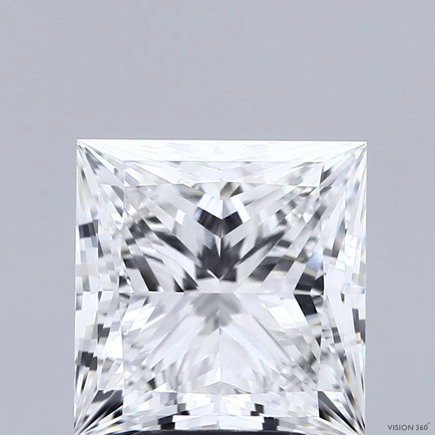 4.50 Carat Princess Lab Grown Diamond, Excellent Polish, E Color, VVS2 Clarity