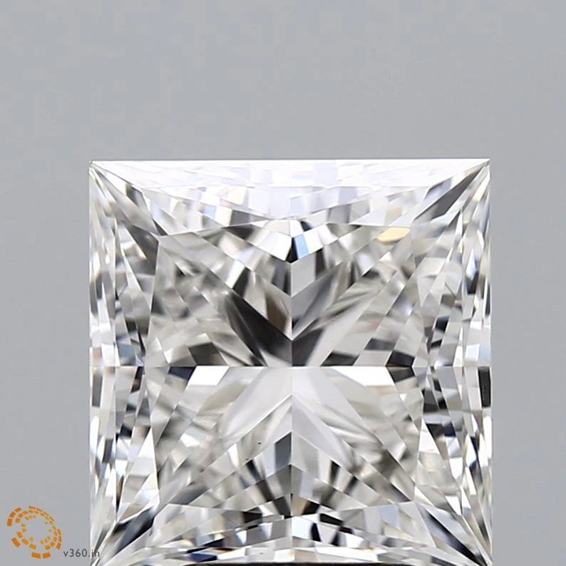 4.55 Carat Princess Lab Grown Diamond, Excellent Polish, H Color, VS1 Clarity