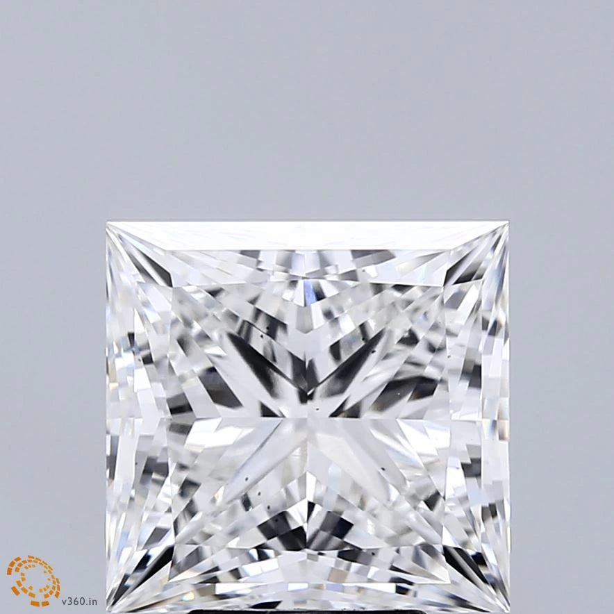 5.01 Carat Princess Lab Grown Diamond, Excellent Polish, E Color, VS2 Clarity