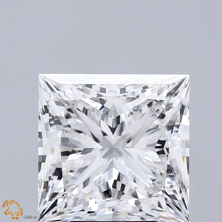 5.17 Carat Princess Lab Grown Diamond, Excellent Polish, E Color, VVS2 Clarity