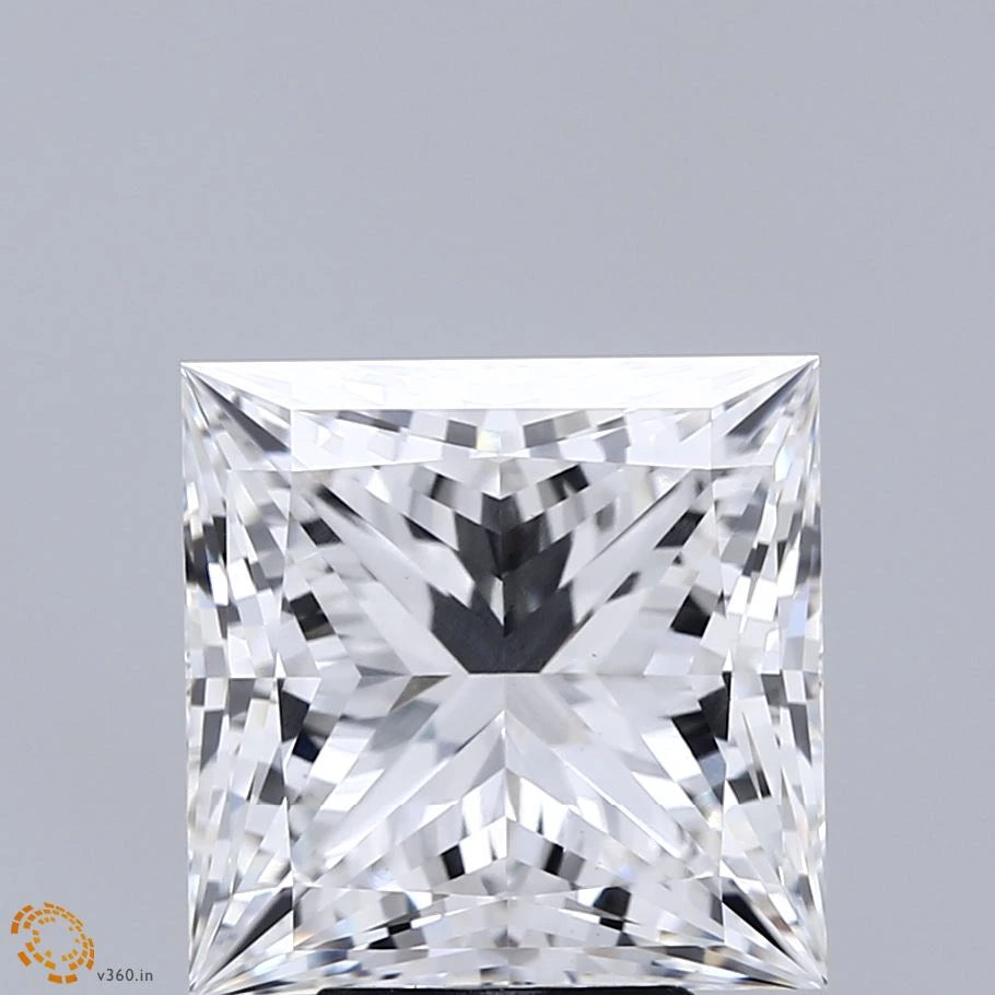 5.26 Carat Princess Lab Grown Diamond, Excellent Polish, E Color, VVS2 Clarity