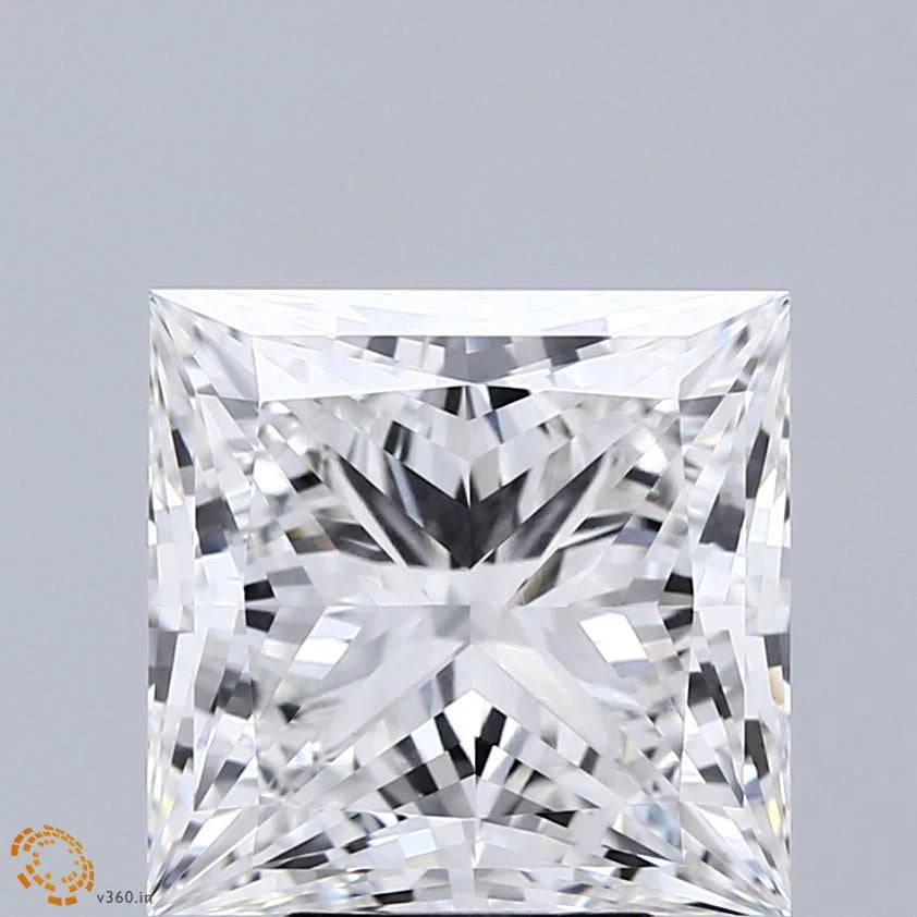 5.31 Carat Princess Lab Grown Diamond, Excellent Polish, E Color, VVS2 Clarity