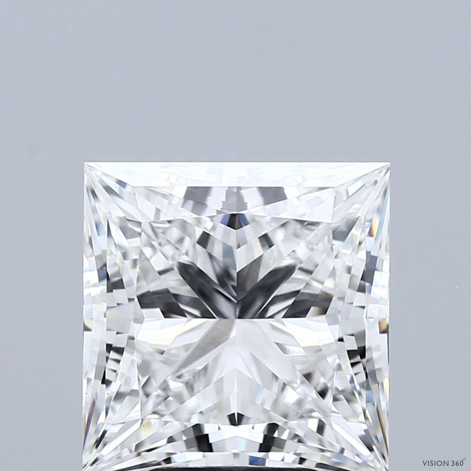 5.34 Carat Princess Lab Grown Diamond, Excellent Polish, E Color, VS1 Clarity