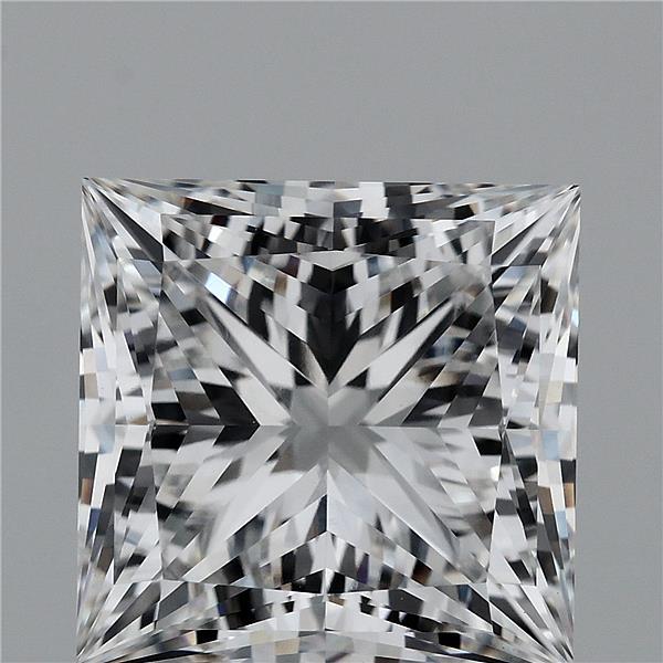 5.86 Carat Princess Lab Grown Diamond, Excellent Polish, E Color, VVS2 Clarity