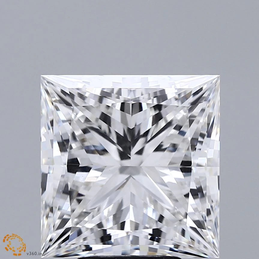6.09 Carat Princess Lab Grown Diamond, Excellent Polish, E Color, VVS2 Clarity