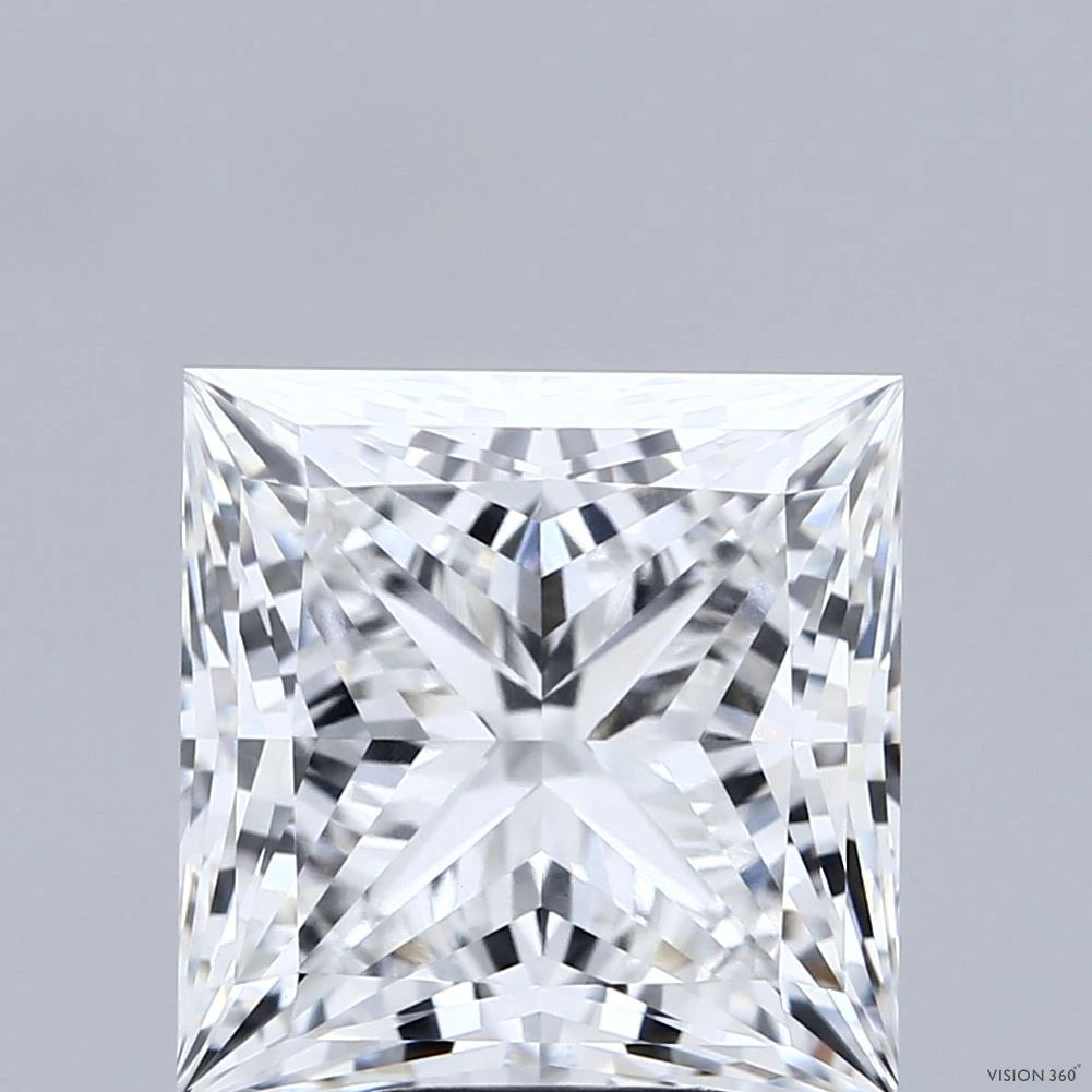 6.31 Carat Princess Lab Grown Diamond, Excellent Polish, E Color, VVS2 Clarity