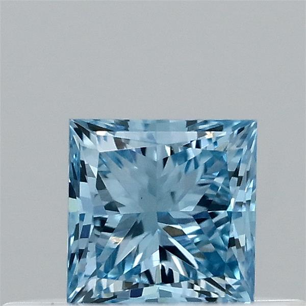 0.32 Carat Princess Lab Grown Diamond, Fancy Vivid Blue Color, VVS2 Clarity