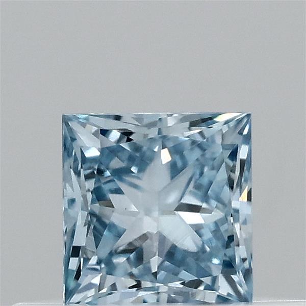 0.31 Carat Princess Lab Grown Diamond, Fancy Vivid Blue Color, VVS1 Clarity