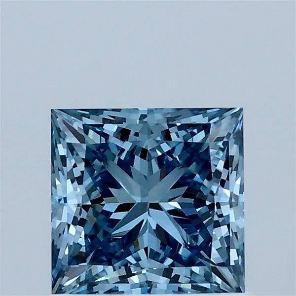 1.01 Carat Princess Lab Grown Diamond, Fancy Vivid Blue Color, VS1 Clarity