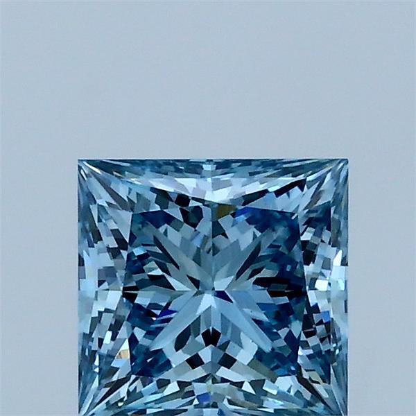 1.01 Carat Princess Lab Grown Diamond, Fancy Vivid Blue Color, VS1 Clarity