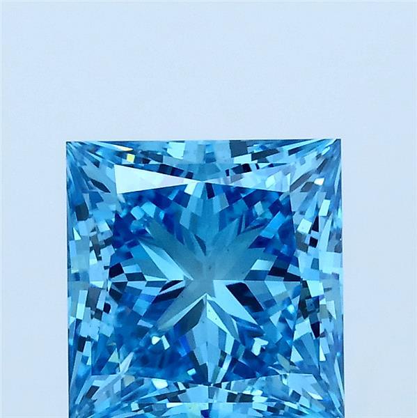 2.00 Carat Princess Lab Grown Diamond, Fancy Vivid Blue Color, VS1 Clarity