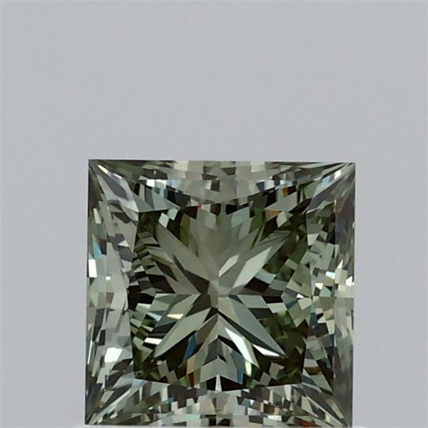 0.97 Carat Princess Lab Grown Diamond, Fancy Vivid Green Color, VVS2 Clarity