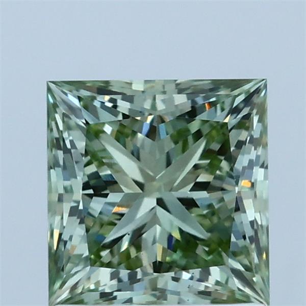 1.52 Carat Princess Lab Grown Diamond, Fancy Vivid Green Color, VS2 Clarity