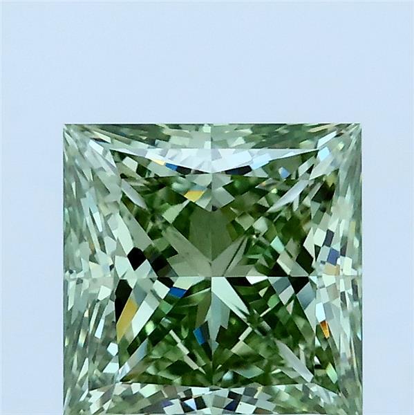 2.01 Carat Princess Lab Grown Diamond, Fancy Vivid Green Color, VS1 Clarity