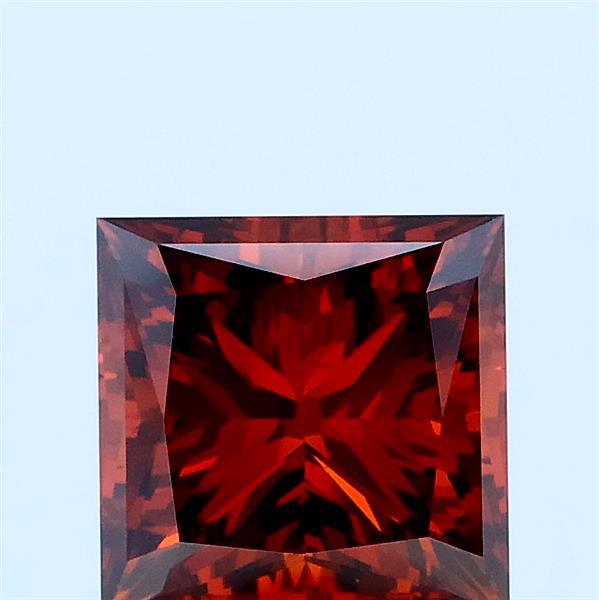 2.00 Carat Princess Lab Grown Diamond, Fancy Deep Orange Color, VS1 Clarity