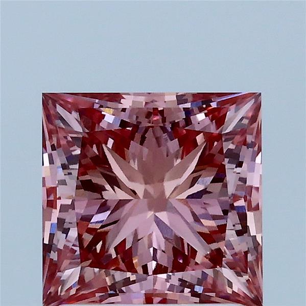 2.03 Carat Princess Lab Grown Diamond, Fancy Vivid Pink Color, VS1 Clarity