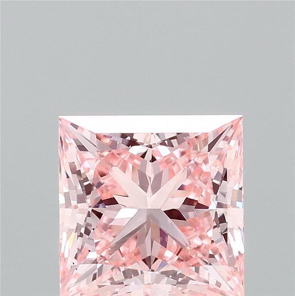 2.04 Carat Princess Lab Grown Diamond, Fancy Vivid Pink Color, VS1 Clarity