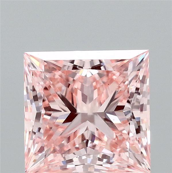 2.49 Carat Princess Lab Grown Diamond, Fancy Intense Pink Color, VS1 Clarity