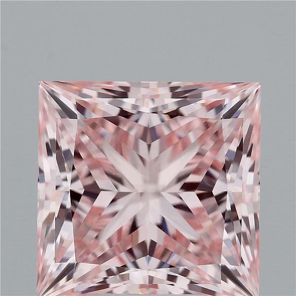 5.32 Carat Princess Lab Grown Diamond, Fancy Intense Pink Color, VVS2 Clarity