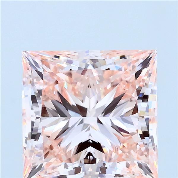 4.21 Carat Princess Lab Grown Diamond, Fancy Intense Pink Color, VVS2 Clarity