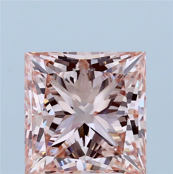 3.76 Carat Princess Lab Grown Diamond, Fancy Intense Pink Color, VVS2 Clarity