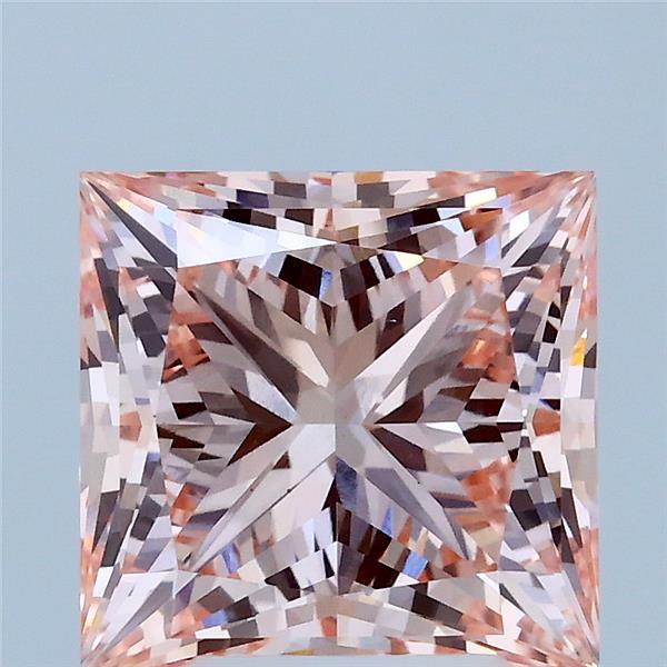 3.68 Carat Princess Lab Grown Diamond, Fancy Intense Pink Color, VS1 Clarity