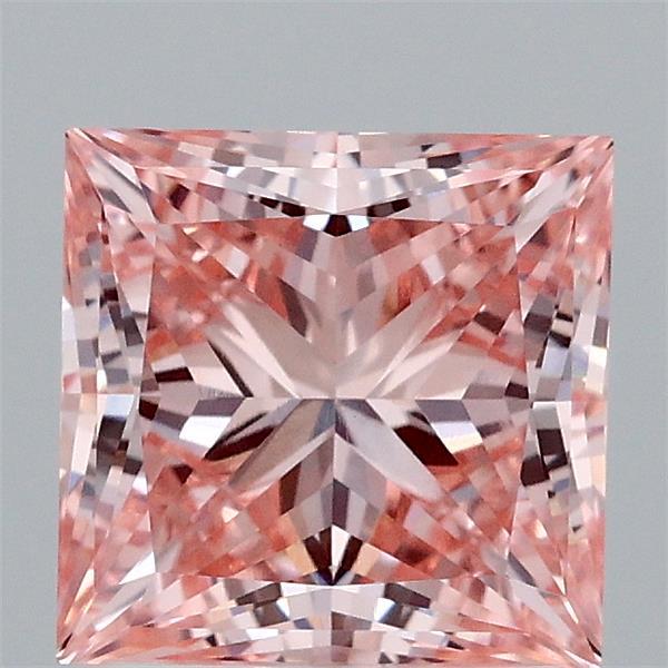 2.04 Carat Princess Lab Grown Diamond, Fancy Intense Pink Color, VVS2 Clarity