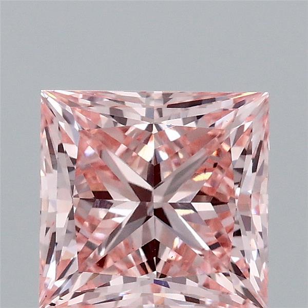 2.04 Carat Princess Lab Grown Diamond, Fancy Intense Pink Color, VS2 Clarity