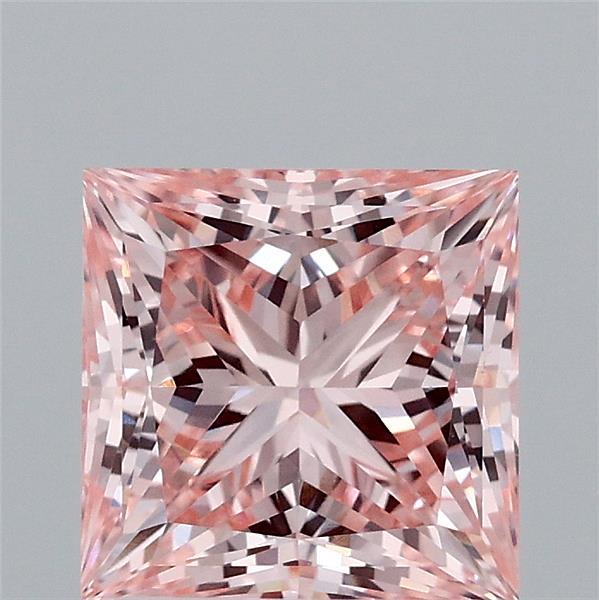 2.04 Carat Princess Lab Grown Diamond, Fancy Intense Pink Color, VVS2 Clarity