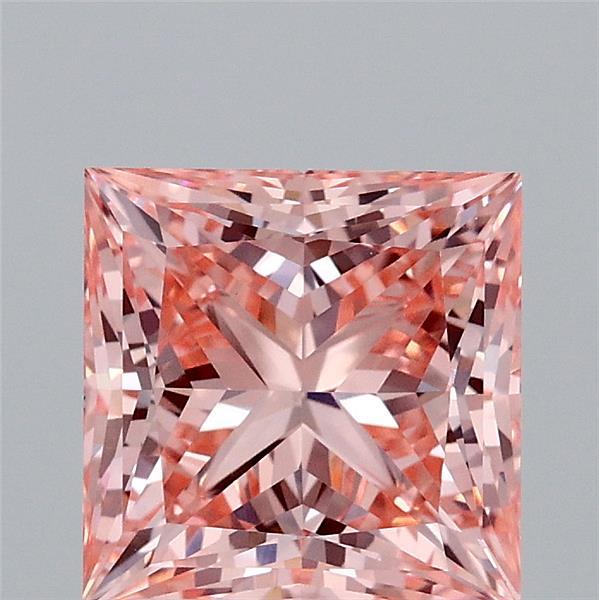 2.06 Carat Princess Lab Grown Diamond, Fancy Vivid Pink Color, VVS2 Clarity