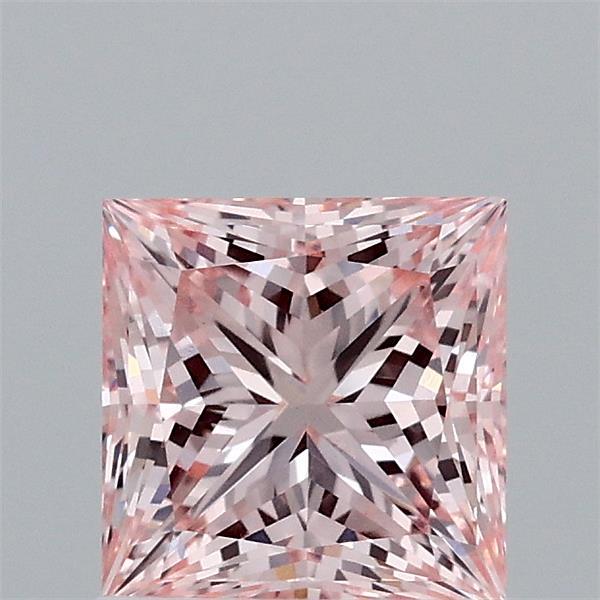 1.18 Carat Princess Lab Grown Diamond, Fancy Intense Pink Color, VS1 Clarity