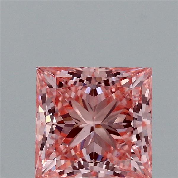1.91 Carat Princess Lab Grown Diamond, Fancy Vivid Pink Color, VS2 Clarity