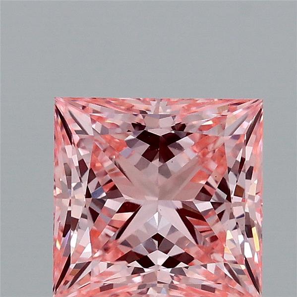 1.91 Carat Princess Lab Grown Diamond, Fancy Vivid Pink Color, VS1 Clarity