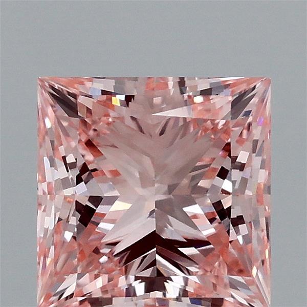 1.86 Carat Princess Lab Grown Diamond, Fancy Intense Pink Color, VVS2 Clarity