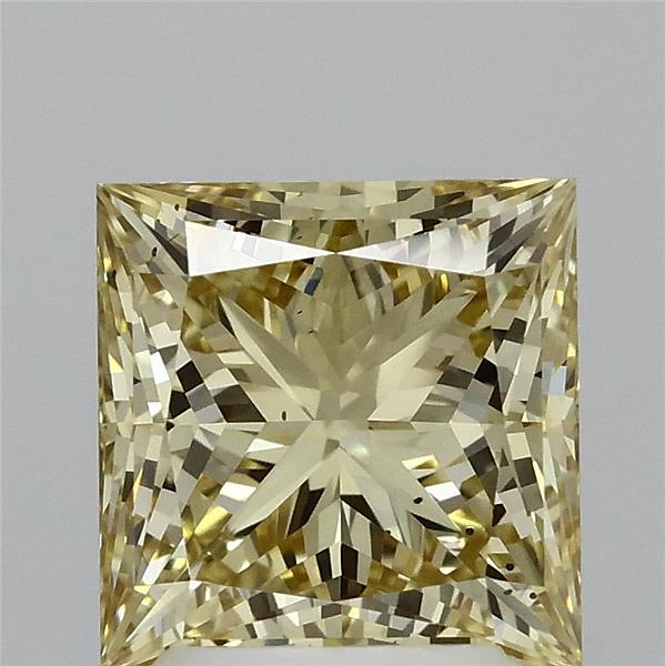 2.51 Carat Princess Lab Grown Diamond, Fancy Intense Yellow Color, VS2 Clarity