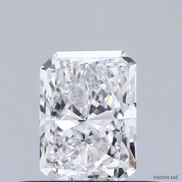 0.42 Carat Radiant Lab Grown Diamond, Very Good Polish, D Color, VVS2 Clarity