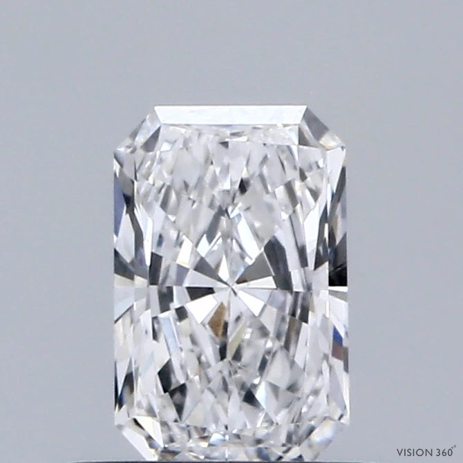 0.55 Carat Radiant Lab Grown Diamond, Very Good Polish, D Color, VVS2 Clarity